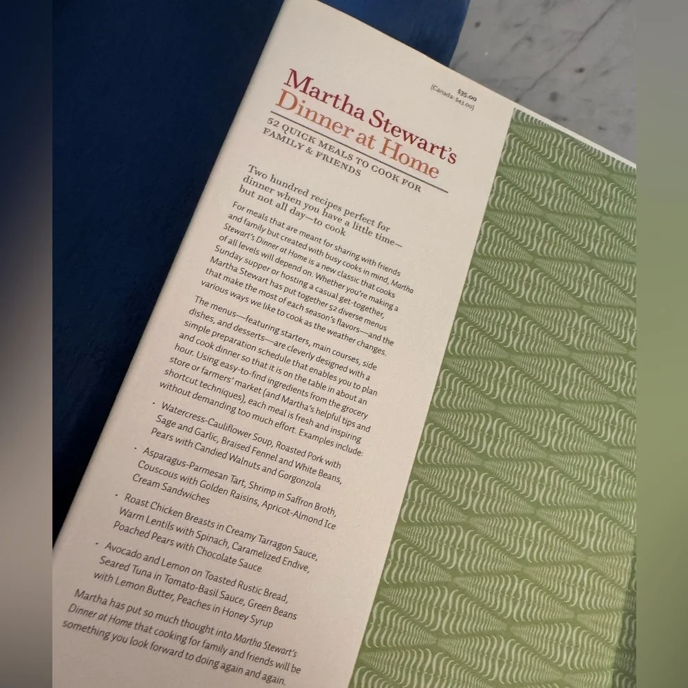 Martha Stewart dinners at home cookbook, GUC